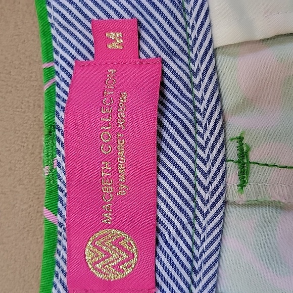 Macbeth Collection by Margaret Josephs Green Flamingo Shorts Size Medium NWOT - Picture 5 of 15